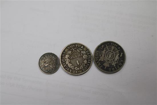 A small quantity of pre 1920 coins, foreign silver and an arab coin